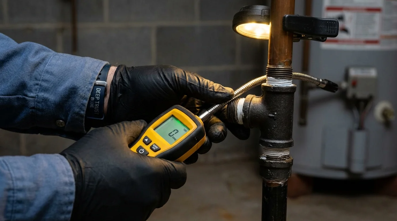 Gas leak detection with electronic sniffer by Johns Plumbing LLC in Dobson