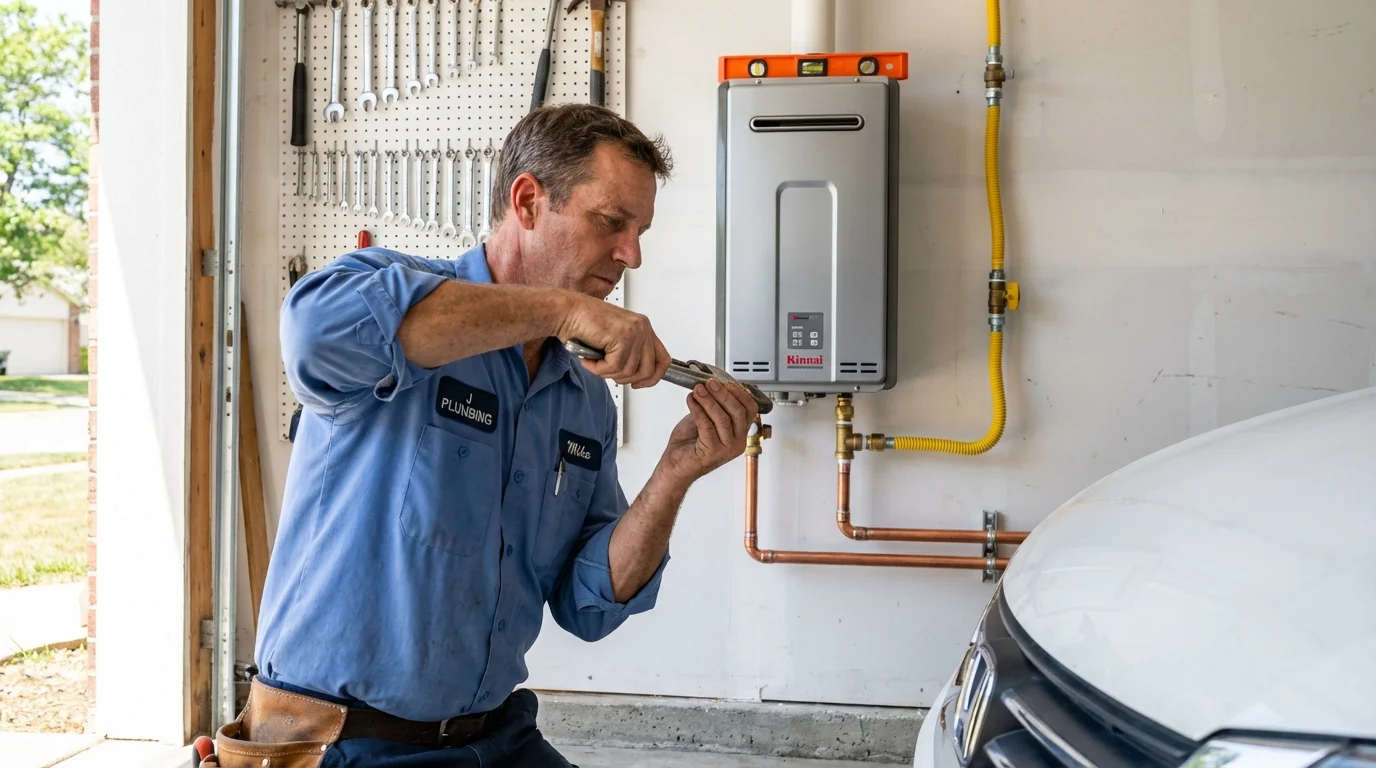 Tankless water heater installation by a Johns Plumbing LLC plumber in Dobson